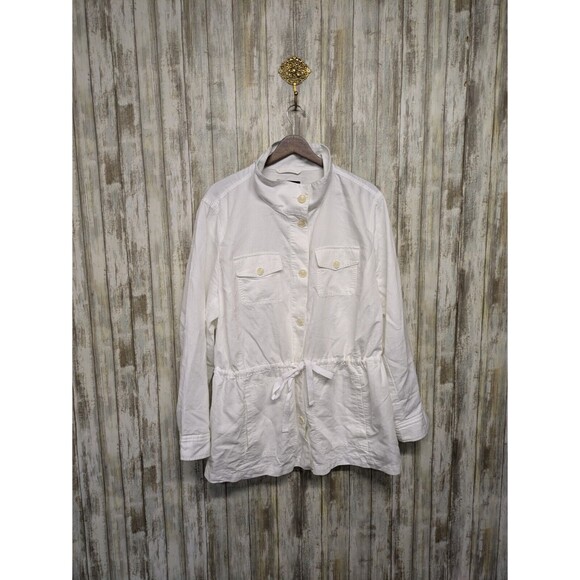 Talbots | Jackets & Coats | Talbots Linen Blend Jacket White Button ...